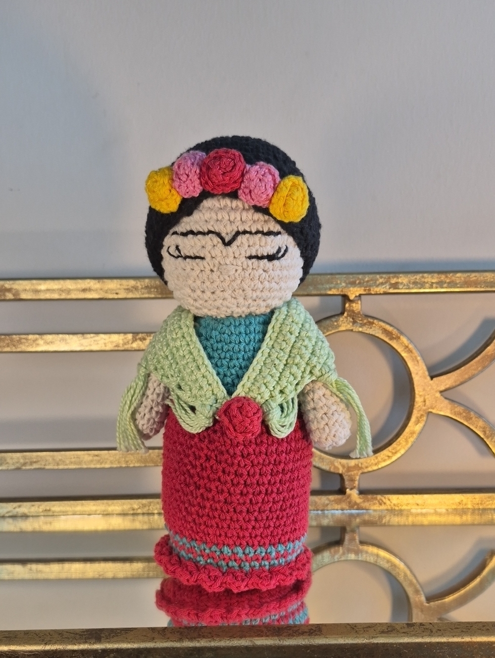 Frida Kahlo amigurumi Handmade Crochet Doll-Orangotango, 9", Multicolor.